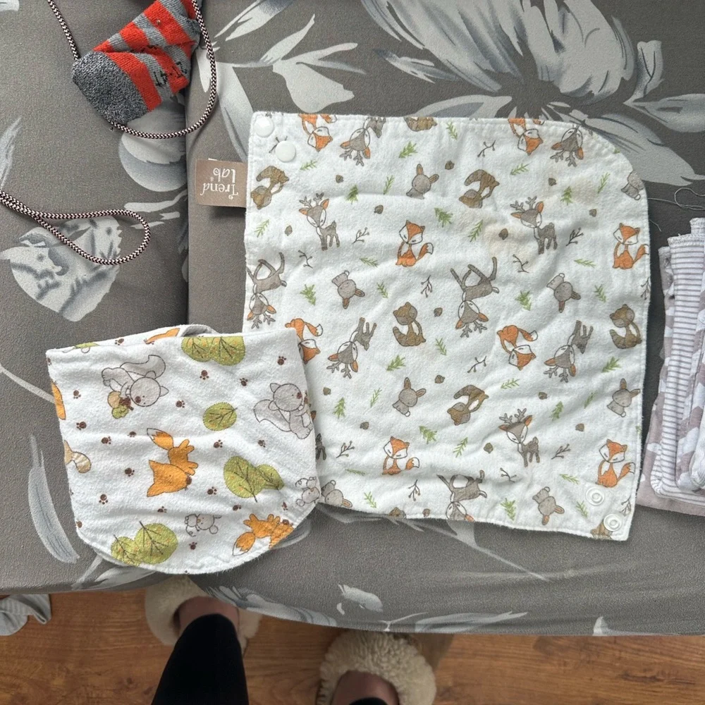 Set of Baby Bandana Bibs - Red, Navy, Gray, Cream, White